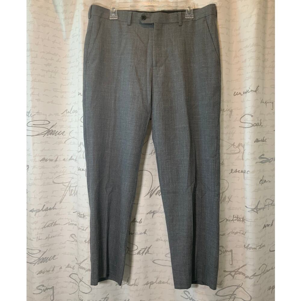 Lauren Ralph Lauren Grey Wool Linen Blend Dress Pants Trousers 34x30 Front Tab